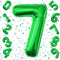 【在庫処分】結婚式 パーティー お祝い 記念日 ギフト 披露宴 女の子 男の子 飾り付け ハッピーバースデー ナンバー7 40インチ 誕生日 アルミ風船 グリーン 数字バルーン Exgox