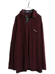 【お得なクーポン配布中!】 90s ポロ ラルフローレン 鹿の子 長袖 ポロシャツ メンズ XXL オールド 長袖シャツ ワンポイント コットン ポケット付き 大きいサイズ 薄手