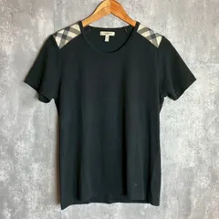 バーバリーロンドン 半そでTシャツ 肩ノバチェック ホースロゴ 黒 Lサイズ ★お値段交渉を受け付けます。
