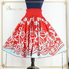 【日本製 フラダンス衣装】ブルー ALOHA STANDARDS アロハスタンダード パウスカート ティアレ柄 青 ピンク 花柄 紐 パニエ 日本製 フラダンス衣装】ブルー ALOHA STANDARDS アロハ