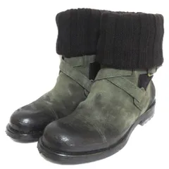 新品同様 DOLCE&GABBANA ドルチェ&ガッバーナ スエード×ニット ショートブーツ 9.5サイズ 約28.5cm グレー×ブラック メンズ 古着 中古 USED