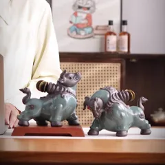 牛 うし ブルー 青 置物 オブジェ 縁起物 干支 干支飾り 運勢アップ インテリア オフィス 玄関 恋愛運 開運 お守り 魔除け 幸運 金運 健康運 インテリア リビング