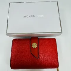 A【未使用・保管品】MICHEL KORS マイケルコース 二つ折財布 赤 レッド レディース 財布 ブランド オシャレ 可愛い