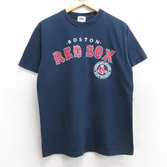M/古着 リー Lee 半袖 ビンテージ Tシャツ メンズ 00s MLB ボストンレッドソックス クルーネック 紺 ネイビー メジャーリーグ ベースボール