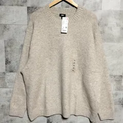 Web限定【未使用品】スフレヤーンクルーネックセーター　4XL　ベージュ　ネイビー