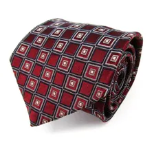 ダーバン ブランド ネクタイ シルク 小紋柄 総柄 メンズ レッド Durban 【中古】