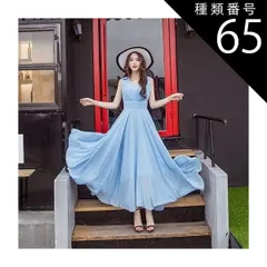 種類65：ブラック/XL シフォンワンピース シフォンドレス ドレスワンピース ワンピース ドレス フレアワンピース シフォンワンピース ロング ロング丈 マキシ マキシ丈 9分丈 袖なし ノースリーブ Vネック カシュクール フレア セミフレア Aライン シ