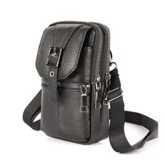 [PLEAVIT] スマホショルダー スマホポーチ メンズ 革 レザー 斜めがけ ショルダー バッグ ブラック [ブラック] [大]