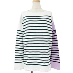 G.F.G.S. for ADAM ET ROPE 別注 Tシャツ ホワイト パープル FREE ボートネック ボーダー オーバーサイズ コットン 長袖 カットソー プルオーバー カジュアル 【レディース】