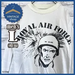 古着アメリカUSAヴィンテージ両面プリントスウェット長袖メンズL相当ホワイト