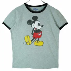 ディズニーDisneyリンガーTシャツトリムTキャラクターTキャラ物ミッキーマウスMickeyMouse杢グレー灰色ブラック黒vintageヴィンテージ40323