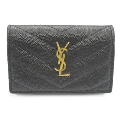 サンローランパリ SAINT LAURENT PARIS 三つ折り財布 オリガミ タイニーウォレット 三つ折り財布 ブラック レザー オリガミ タイニーウォレット レディース Used Bのサムネイル
