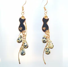 黒猫とダルメシアンジャスパー ピアス