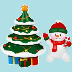 浮かない オブジェ 水槽装飾 水族館 クリスマス飾り クリスマスツリー 雪だるま プレゼント アクアリウム クリスマス 2個セット Ciieeo