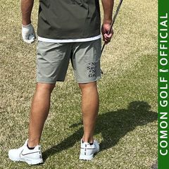 新品【COMONGOLF/コモンゴルフ】バックプリントゴルフショートパンツ/グレー(CG-S25006)ゴルフウェア メンズ ハーフパンツ 短パン 半ズボン 夏 ウエストゴム ストレッチ 撥水性 ゴルフパンツ 大きいサイズ M L XL XXL XXXL
