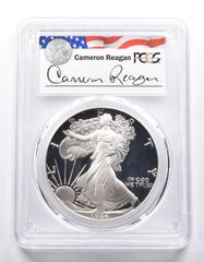 PR69 DCAM 1986-S アメリカン シルバー イーグル レガシー キャメロン レーガン サイン入り PCGS 