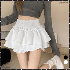 ミニティアードスカート フリルスカート夏 レディース ハイウエストショート丈スカート インナーパンツ付き 美脚脚長ウエストシャーリング ミニスカート着やせ韓国風 インパン裏地付き ボリュームミニスカ フェミニンスカート