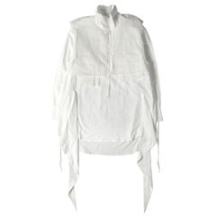 Midorikawa ミドリカワ シャツ サイズ：FREE 異素材 切替 ハイネック ハーフ ジップ プルオーバーシャツ ZIP PULLOVER SHIRTS MID22AW-SH05 22AW トップス カジュアルシャツ 長袖 変型 レイヤード ホワイト