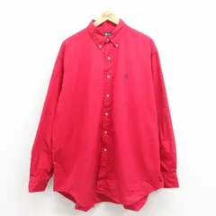 XL/古着 ラルフローレン 長袖 ブランド シャツ メンズ 90s ワンポイントロゴ BLAIRE 大きいサイズ コットン ボタンダウン 赤 レッド 25oct2