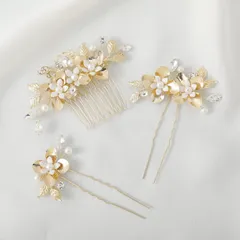 新品 Haodeliy 髪飾り ヘッドドレス コーム Uピン 3点セット 花嫁 ヘアアクセサリー 手作り ウェディングヘッドドレス 髪飾り フラワー 結婚式 披露宴 二次会 発表会 卒業式 入学式 パーティー 和装用髪飾り ヘアアクセサリー(タイプ5)