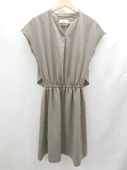 ◇ ⊂ STUDIOUS ステュディオス フレンチスリーブ ミモレ丈 ワンピース サイズF カーキ レディース E  【1502030004083】