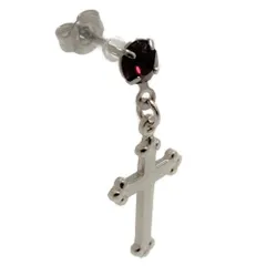 【特価セール】シンプル スタッドピアス 片耳 サージカルステンレス 18G ユニセックス 十字架 レディース クリスタル メンズ レッド シルバー 赤 ピアス
