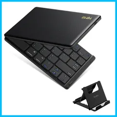 に対応 IOS/Android/Windows ワイヤレス 折りたたみ式 折りたたみ式 ワイヤレス レザーカバー キーボード 無線 薄型 パソコン用 軽量 スタンド付 157g タブレット/スマートフォンに対応(Black) Bluetoothキーボード