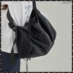 ショルダーバッグ 大容量 ナイロン鞄 黒 レディース 肩掛け 斜め掛けバッグ 韓国風 ユニセックス シンプル 巾着バッグ 軽い 大きめ軽量かばん カジュアル鞄旅行 カップルバッグ人気 ストリート鞄お洒落 ボディバッグ黒新作