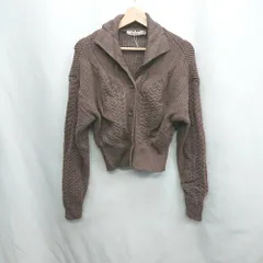 ◇ ⊇ MOUSSY クロップド 長袖 ニットカーディガン サイズF ブラウン レディース E  【1409240010814】