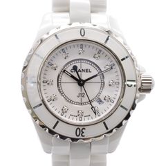 CHANEL シャネル J12 H1628 12Pダイヤモンド 33ミリ クォーツ ホワイト文字盤 セラミック レディース腕時計 【中古】