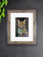 井上覚造、ネコのいる風景、超希少額装用画版、新品額装付