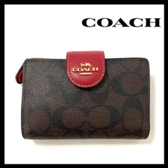 極美✨　コーチ　折り財布　正規　シグネチャー　ミディアムコーナー　ダークブラウン COACH コーチ 財布 レディース 2つ折り 折財布 コンパクト
