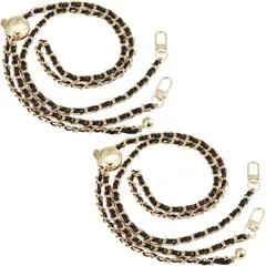 sakurawing ショルダー ストラップ チェーン クロスボディバッグ・リングポーチ・スマホ用 付け替え 調整可能 120cm 黒 金 2個(ブラック 2個)