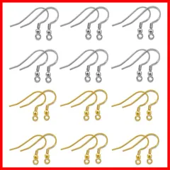 【早発】SC ピスフック 約40個セット シルバー925 丸玉付き 釣針ピス 金属レルギー対応 キャッチ付き ピス金具 ジュエリー用 パーツ 材料 手作り（20個925シルバー+20個14 Kゴールド）