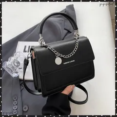 ショルダーバッグ斜めがけ レディース韓国ミニショルダー 大人可愛い ハンドバッグ 小さめ手提げバッグ 2WAY おしゃれ PUレザーかばん チェーンチャーム付きスクエアバッグミニ スマホポシェット黒 カジュアルきれいめ