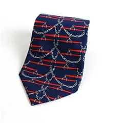 エルメス シルク ネクタイ チェーン柄 中古 Aランク HERMES メンズ