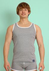 ヒーローカラーズ タンクトップ ヘザーグレー イージーモンキーオリジナル 日本製 Made in JAPAN コットンストレッチ ポップカラー メンズ 男性下着 メンズ下着