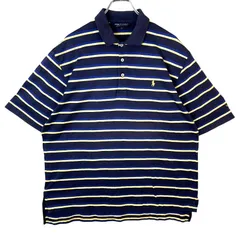 ポロゴルフラルフローレンPolo Golf Ralph Lauren半袖ポロシャツポニーロゴ刺繍ボーダー紺ネイビー青ブルー黄色イエローtampa bay袖刺繍vintageヴィンテージ41213