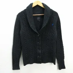 k■ジースター/RAW CORRECTLINE G-STAR ケーブル編み ショールカラーニットカーディガン【M】濃灰色/LADIES■148【中古】