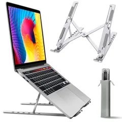 【大人気】ノートパソコンスタンド PCスタンド タブレットスタンド パソコンスタンド iPadスタンド アルミ合金製 折りたたみ式 滑り止め 軽量 人間工学 高さ 角度6段階調整 収納可能 持ち運びに便利 シルバー