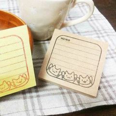 ごゆるりねこ　メモ(罫線)　No.1【ふせん用はんこ】
