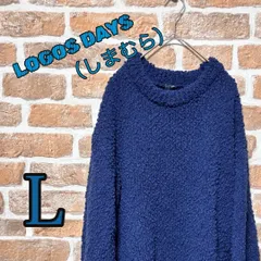 LOGOS DAYS　しまむら　ニット　セーター　L L メンズ　ネイビー　オーバーサイズ　秋冬　ファッション　ゆったり　古着　usedのサムネイル