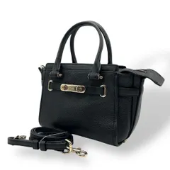 外観美品1017 Coach スワッガー ハンドバッグ 2way シボ革 黒