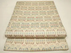 平和屋着物●九寸開き名古屋帯　花唐草丸文　金糸　正絹　逸品　AAAT3792wj