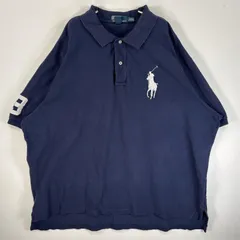 古着 90's/90年代 ポロバイラルフローレン Polo by Ralph Lauren 鹿の子 半袖 ポロシャツ ビッグポニー 2ボタン 大きいサイズ 3XB BIG  ネイビー 無地 メンズ