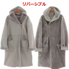 ブギ Boogie コート リバーシブル フェイクムートン ファー フーディー グレージュ グレー系 38