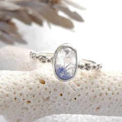 ～レアストーン～　デュモルチェライトインクォーツの粒飾りリング　15.5号　天然石アクセサリー　指輪