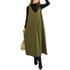 【特価商品】[VIVEL] ノースリーブワンピース ジャンパースカート ノースリーブ ワンピース レディース 夏 サロペット スカート オーバーオール 体型カバー 大きいサイズ 無地 ロング 春 秋