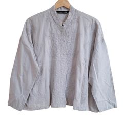 ♡美品♡ ミズイロインド シャツ 半袖 スタンドカラー リネン 麻
