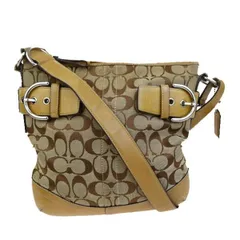 【中古】 コーチ COACH 斜め掛け ショルダーバッグ シグネチャー ブラウン キャンバス レザー 3574 08H847